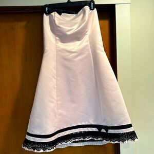 Jessica McClintock for Gunne Sax Vintage Pink,Black Trim Bow& Lace 90s Y2K Dress